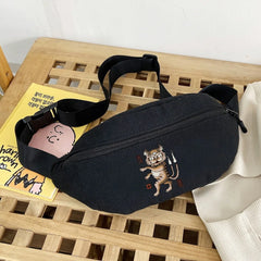 Women's Waist Bag Monster Print Crossbody Organizer Chest Pack Gym Tote