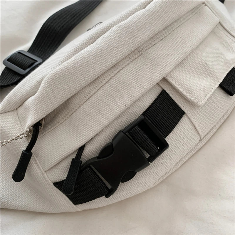Harajuku Style Canvas Waist Belt Bag for Women