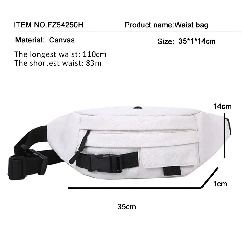Harajuku Style Canvas Waist Belt Bag for Women