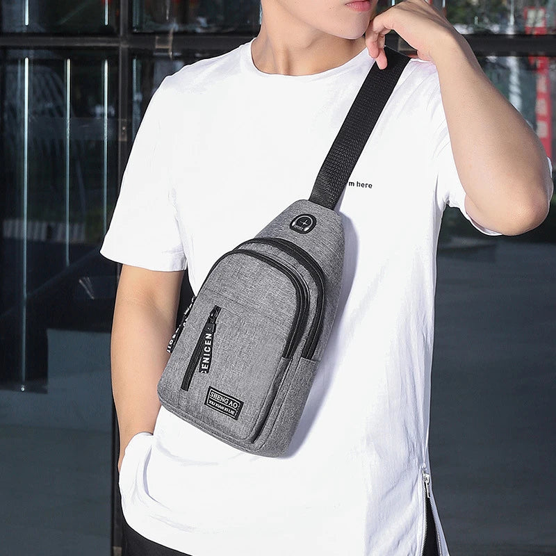 Canvas Chest Bag Small Crossbody Streetwear Fanny Pack Multifunction Mini Belt