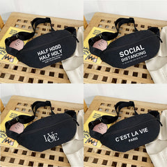 Canvas Chest Backpacks for Daily Picnic Text Printing Mini Bag