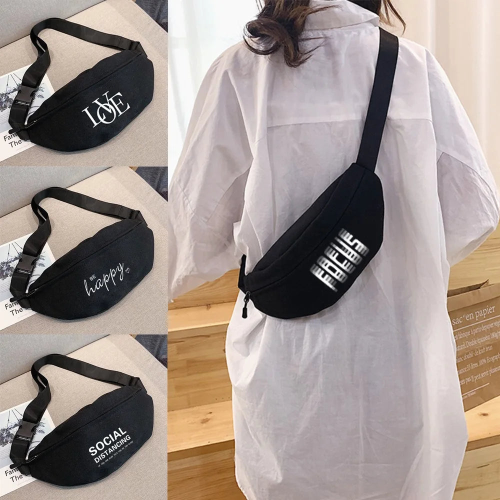 Canvas Waist Pack Shoulder Crossbody Bag Outdoor Sports Chest Bag