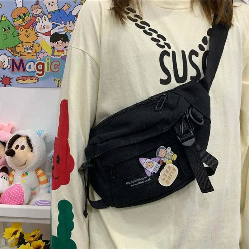Unisex Large Capacity Harajuku Cross-body Canvas Bag