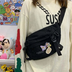 Unisex Large Capacity Harajuku Cross-body Canvas Bag