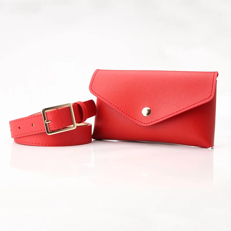 Women Leather PU Adjustable Waist Pack Phone Pouch