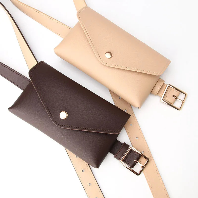 Women Leather PU Adjustable Waist Pack Phone Pouch