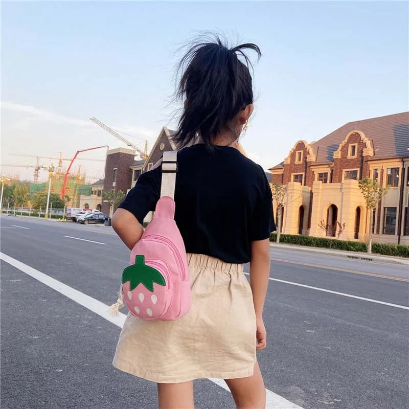 Kids Strawberry Chest Bag Adjustable Shoulder Bag