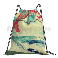 Wild Ocean Dhin Backpack Drawstring Bags Gym Bag Waterproof Red