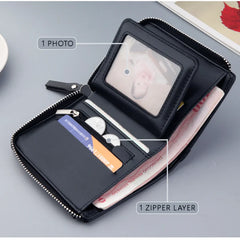 Short Casual Wallet PU Leather Small Zipper Coins Bag
