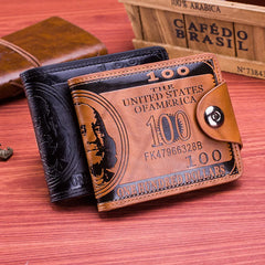 Men's Retro Magnetic Buckle Wallet US Dollar Pattern Business Style
