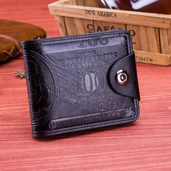 Men's Retro Magnetic Buckle Wallet US Dollar Pattern Business Style