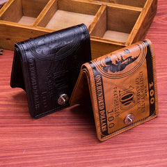 Men's Retro Magnetic Buckle Wallet US Dollar Pattern Business Style