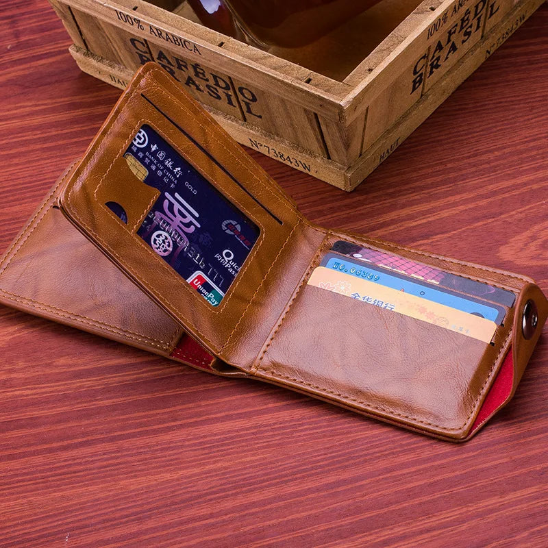 Men's Retro Magnetic Buckle Wallet US Dollar Pattern Business Style