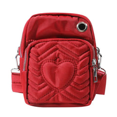 Women Heart Wallet PU Mobile Phone Clutch Shoulder Bag Ladies Purse