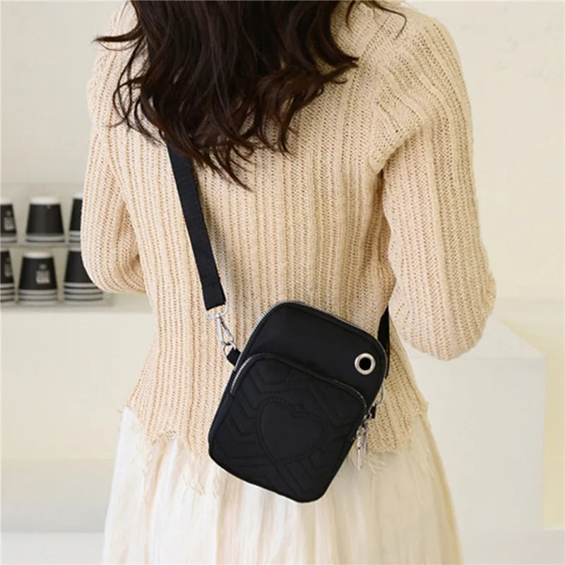 Women Heart PU Wallet Clutch Shoulder Bag Ladies Purse