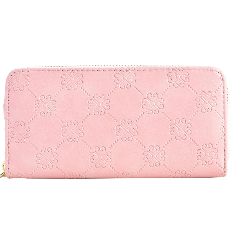 Women's Leather Double Zipper Handbag Large Capacity Phone Bag