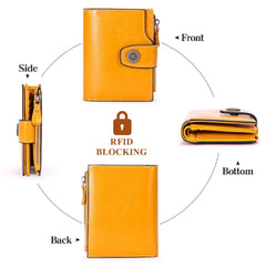 Short Leather Wallet for Women Multi-function Cowhide Wallet