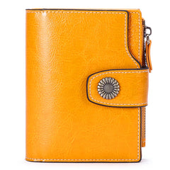 Short Leather Wallet for Women Multi-function Cowhide Wallet