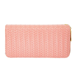 Woven Pattern Leather Wallet, Large Capacity Clutch