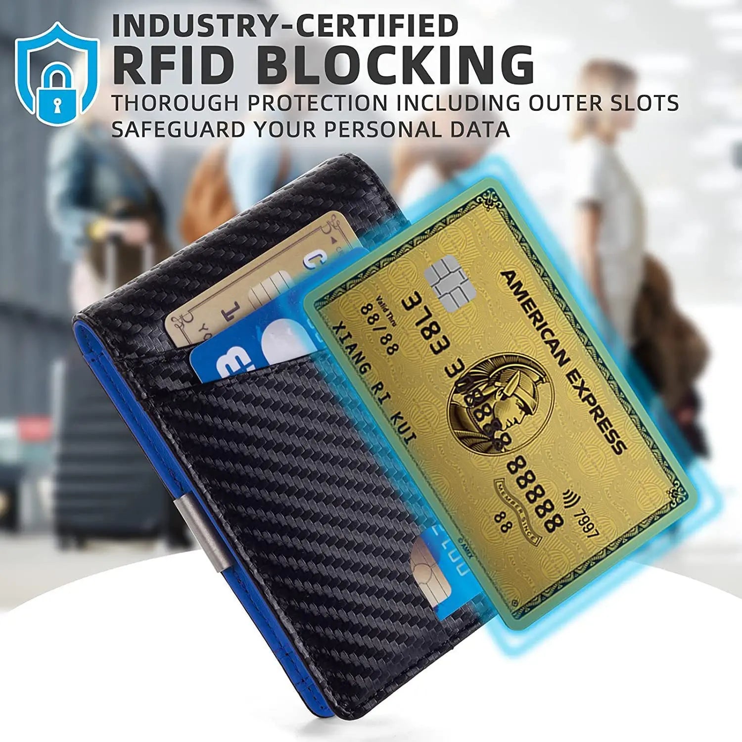 Dienqi Carbon Fiber RFID Men's Small Short Wallet