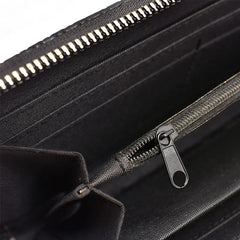 Women's Long Woven Handbag with Tassel Zipper