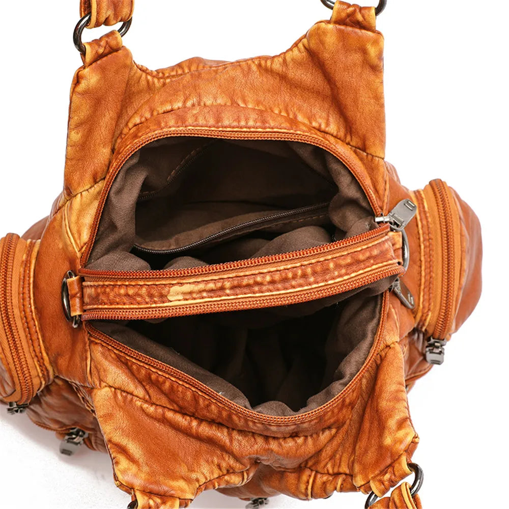 Rivet Weave Crossbody Bag Vintage Large Handbag Female Travel Totes
