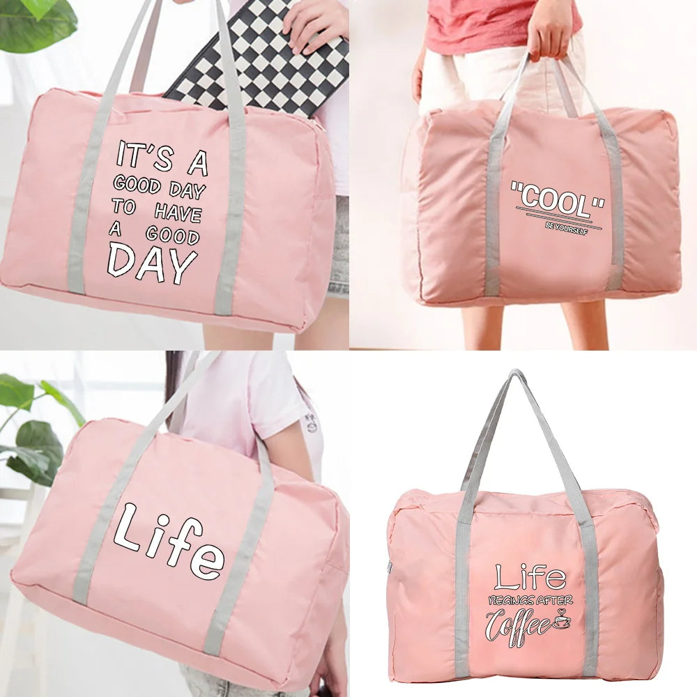 Water Proof Luggage Travel Bag Food Series Print Handbag Shoulder Pack Women Nyl