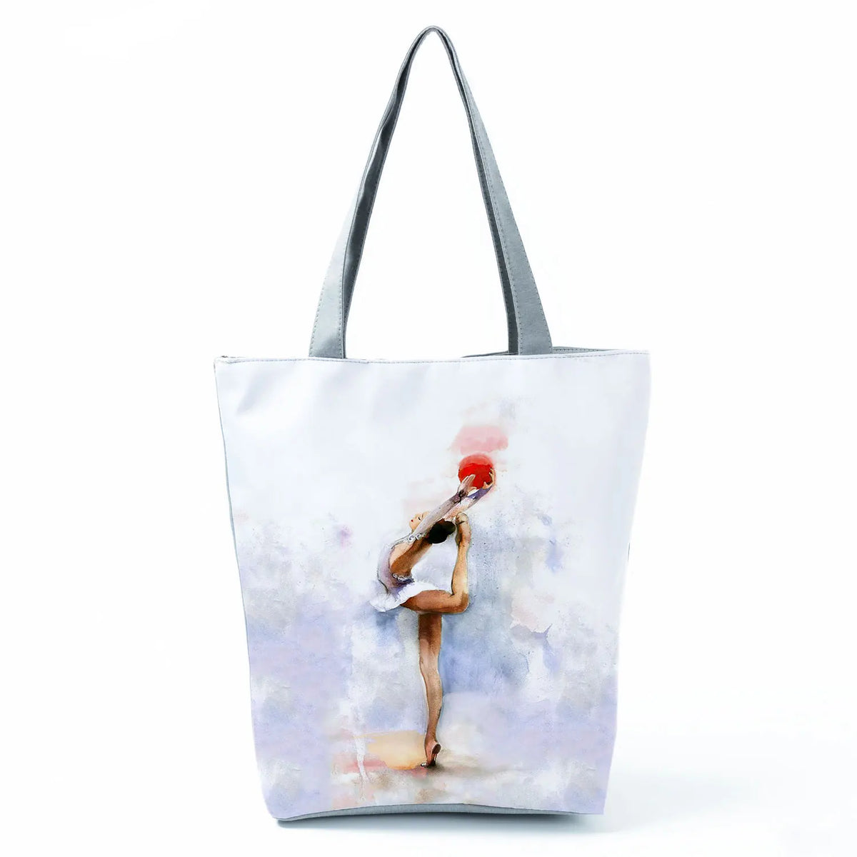 Watercolor Gymnastics Art Printed Handbags For Women Ladies Big Tote Bag