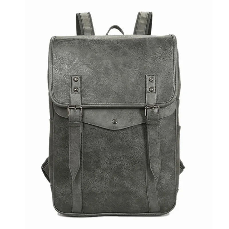 Waterproof Men's Leather Backpack Vintage Style 15.6 Inch Laptop Bag