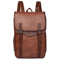 Waterproof Men's Leather Backpack Vintage Style 15.6 Inch Laptop Bag
