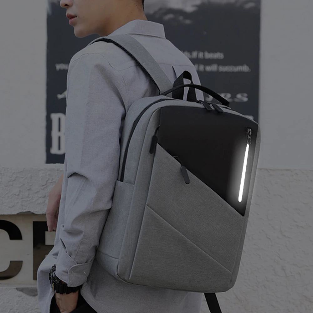Waterproof Business Backpack Men Reflective Stylish Backpacks USB Charging Bag