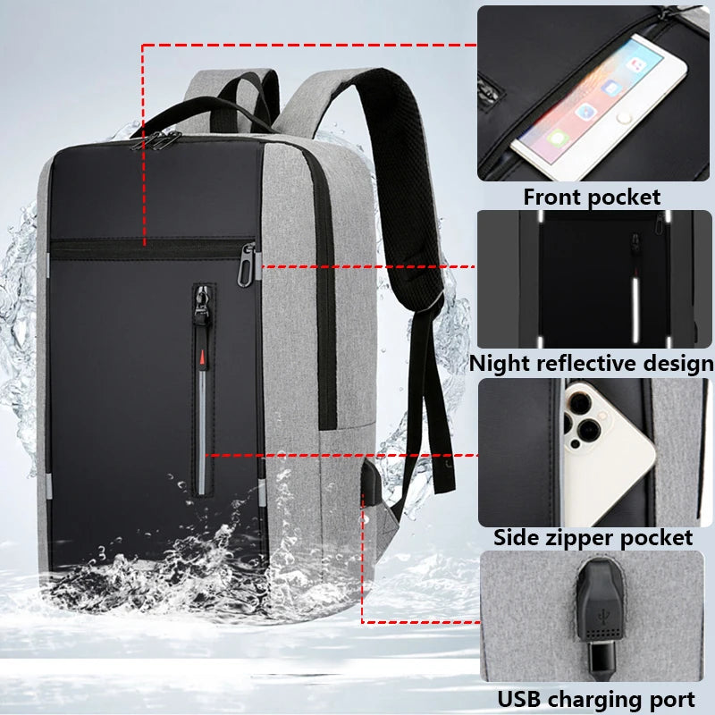 Waterproof Business Backpack USB School Backpack 15.6 Inch Laptop