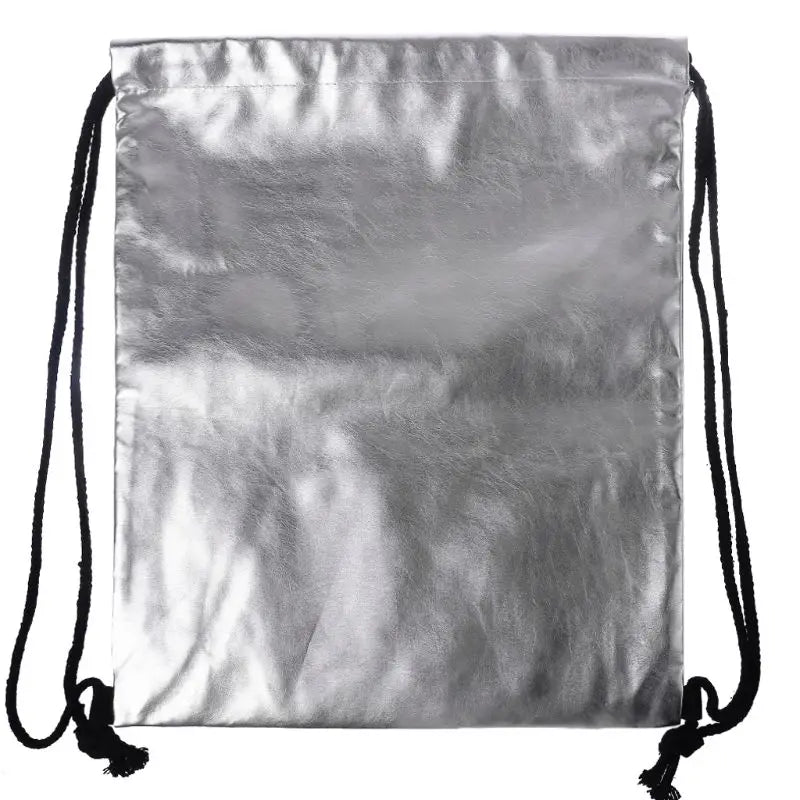 Waterproof Drawstring Backpack Bag PU Leather Women Sport Gym Bag