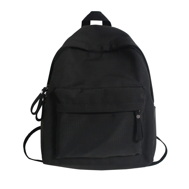 Waterproof Nylon Backpack Women Solid School Backpacks for Teenage Girls