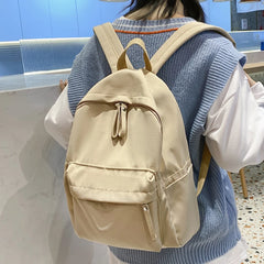 Waterproof Nylon Backpack Women Solid School Backpacks for Teenage Girls