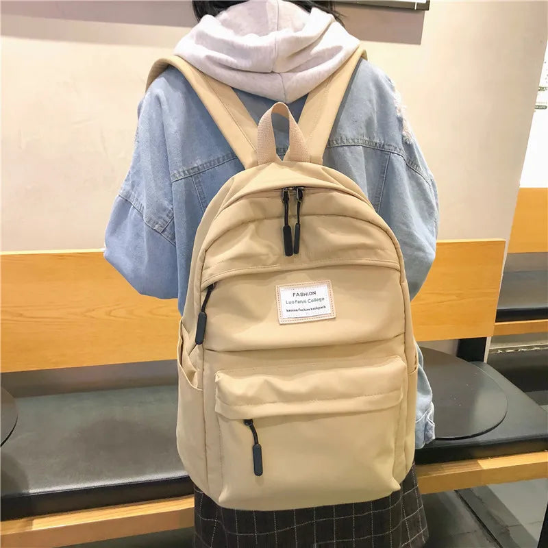 Waterproof Nylon Women Backpack Female Large Capacity High Schoolbag