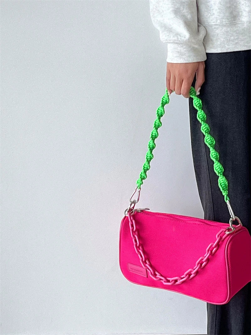 Waterproof Nylon Women Shoulder Bags Acrylic Chain Handbag