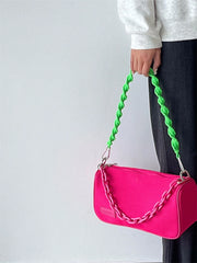 Waterproof Nylon Women Shoulder Bags Acrylic Chain Handbag