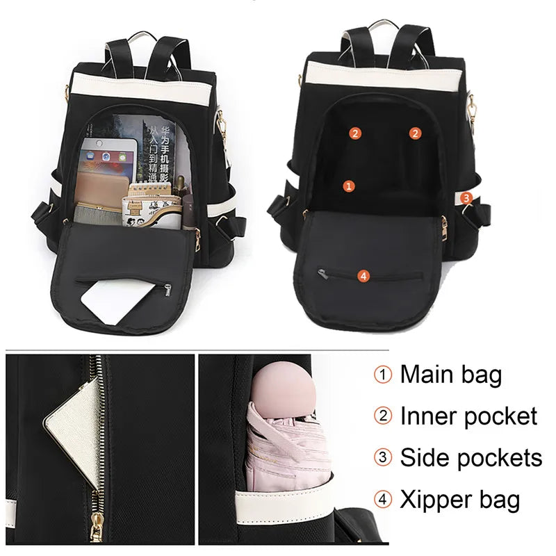 Waterproof Oxford Women's Anti-Theft Schoolbag