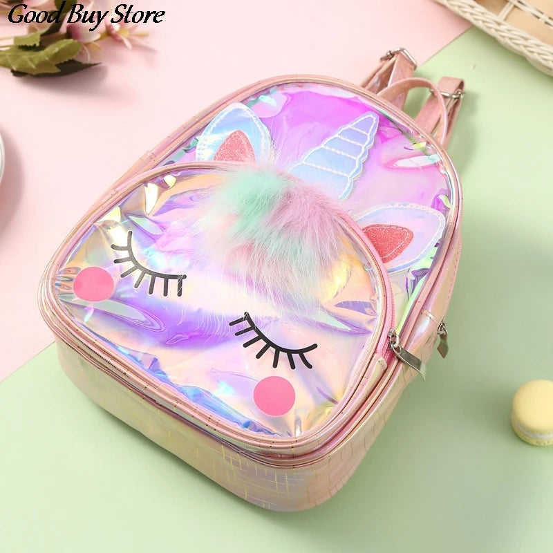 Waterproof PVC Laser School Bag Children Kids Unicorn Jelly Backpack Mochilas