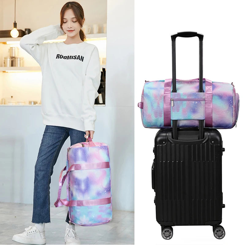 Waterproof Sports Fitness Bag Gym Yoga Duffle Handbag for Women