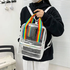 Waterproof Transparent PVC Women Backpack Female Schoolbag Candy College Teenage