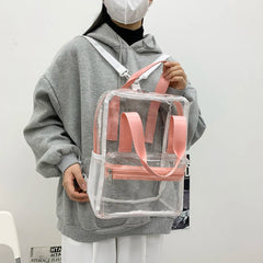 Waterproof Transparent PVC Women Backpack Female Schoolbag Candy College Teenage