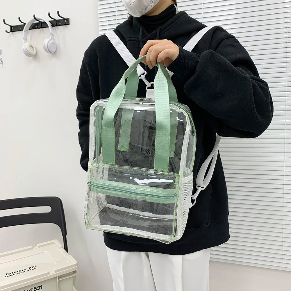 Waterproof Transparent PVC Women Backpack Female Schoolbag Candy College Teenage