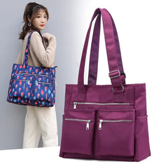 Waterproof Women Handbag Large Shoulder Bag Nylon Tote Purple Mummy Diaper Bags