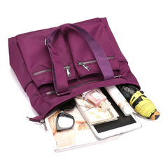 Waterproof Women Handbag Large Shoulder Bag Nylon Tote Purple Mummy Diaper Bags
