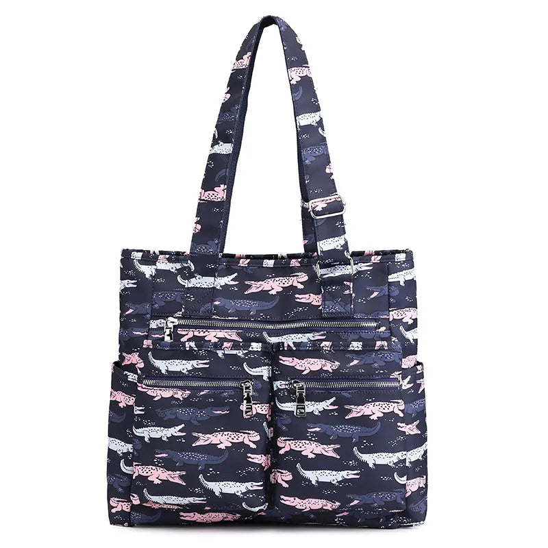 Waterproof Women Handbag Large Shoulder Bag Nylon Tote Purple Mummy Diaper Bags