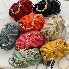 Weave Clouds Handbag Women's Bag PU Leather Thick Chain Shoulder Bag