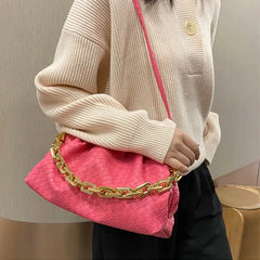 Weave Clouds Handbag Women's Bag PU Leather Thick Chain Shoulder Bag