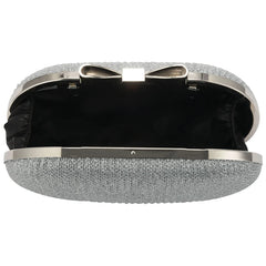 Bridal Beaded Evening Bag Chain Shoulder Handbag Clutch (Silver)